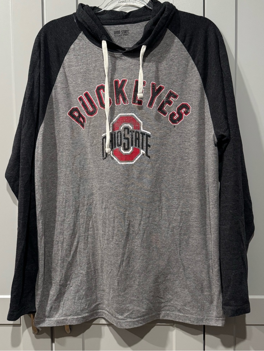 Ohio State Buckeyes Gray & Black Long-Sleeve Hooded Tee